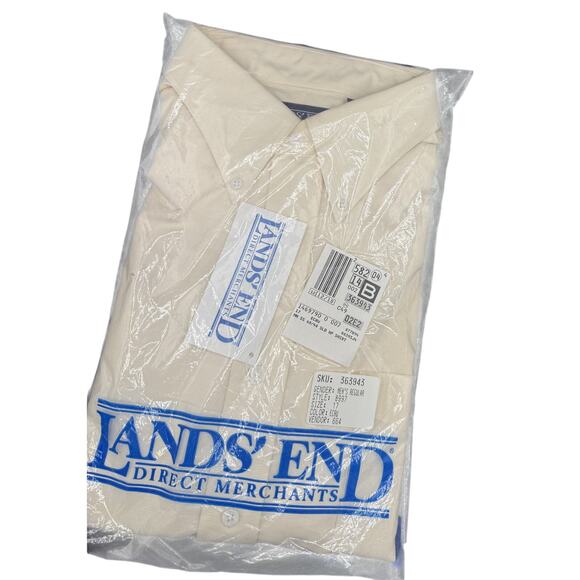 Lands' End Other - 👔 Lands’ End Men’s 17 Ecru Button Down Shirt Classic Preppy Cotton NWT